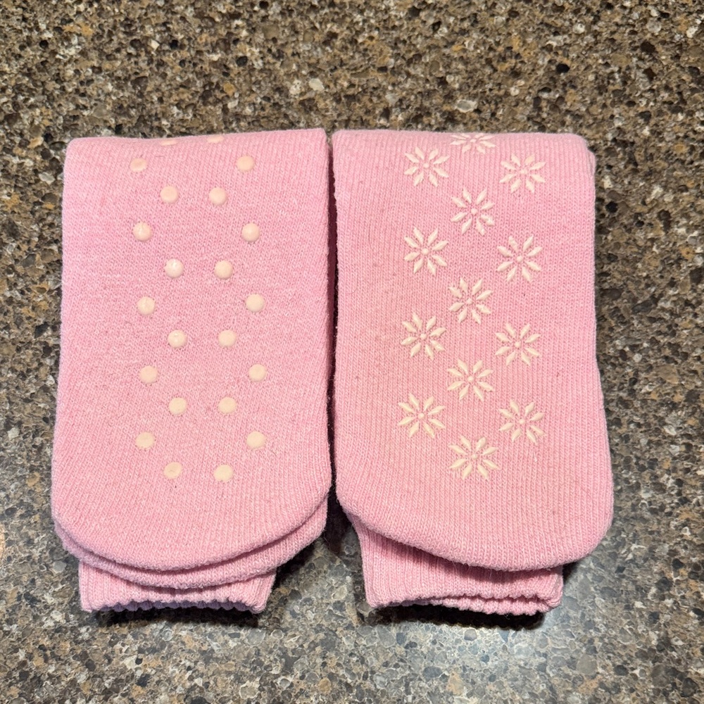 2 Pair Pink Women's Non-Slip Gripper Long Socks